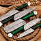 Custom Handmade Hand Forged Damascus Steel Chef Knife Set Black Green Paka Wood Handles Professi 2