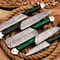 Custom Handmade Hand Forged Damascus Steel Chef Knife Set Black Green Paka Wood Handles Professi 2