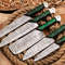 Custom Handmade Hand Forged Damascus Steel Chef Knife Set Black Green Paka Wood Handles Professi 0