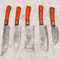 5 Pcs Custom Handmade Damascus Steel Chef Knife Set Wood Handle Professional Kitchen Knives 0