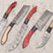 Artisan Handmade Damascus Steel Chef Knife Set Of 5 Wooden Handles 3