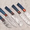 Damascus Steel 5 Pcs Chef Knife Set Handmade Wood Handle Kitchen Knives 0