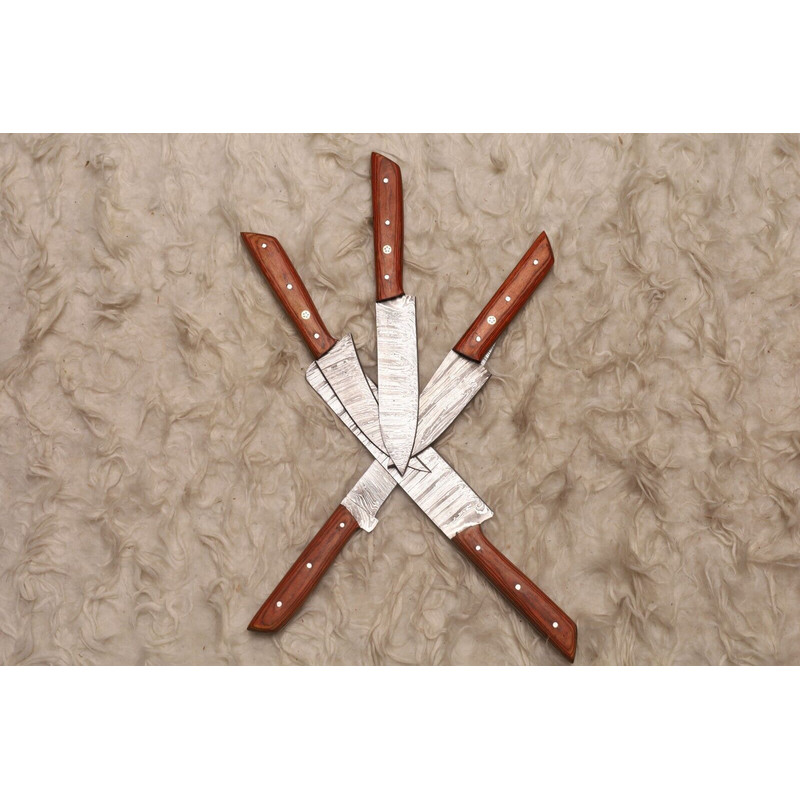Custom Handmade 5 Pcs Damascus Steel Knife Set Durable Chef Knives 1