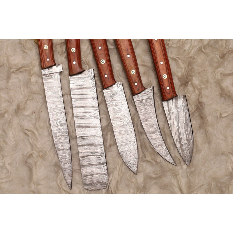Custom Handmade 5 Pcs Damascus Steel Knife Set Durable Chef Knives 2