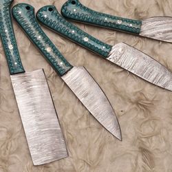 luxury damascus steel chef knives set of 5 | hand forged with wood handles