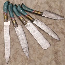 custom forged damascus steel 5 piece chef knife collection | premium set