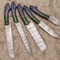 master chef 5 pc damascus steel knife set | handmade wood handle blades