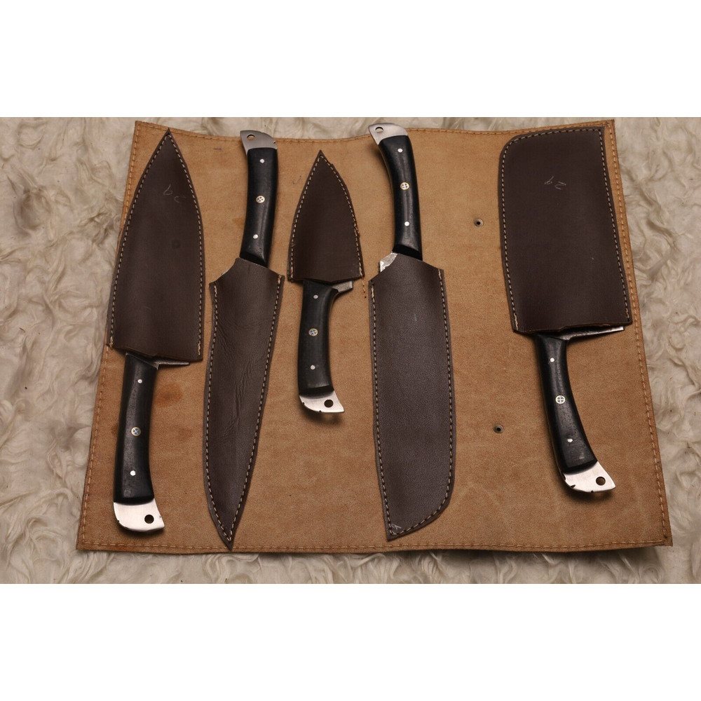 Hand Forged Damascus Steel Kitchen Knife Set Professional 5 Piece Cutlery 2