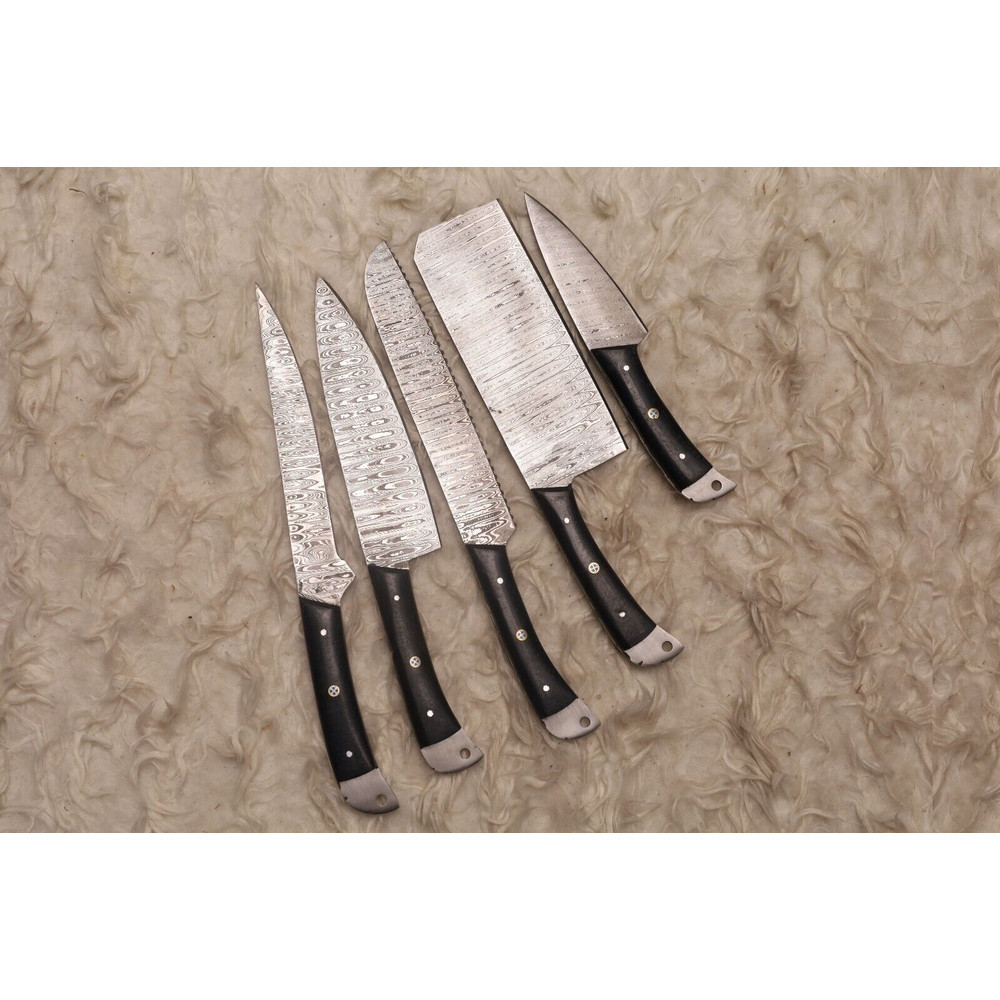Hand Forged Damascus Steel Kitchen Knife Set Professional 5 Piece Cutlery 1