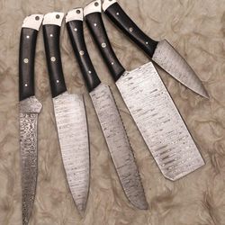 hand forged damascus steel kitchen knife set | professional 5 piece cutlery