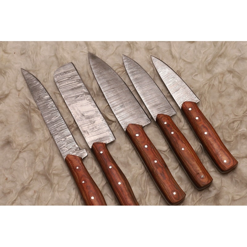 Authentic Handmade Damascus Steel Chef Knives 5 Pc Professional Set 1
