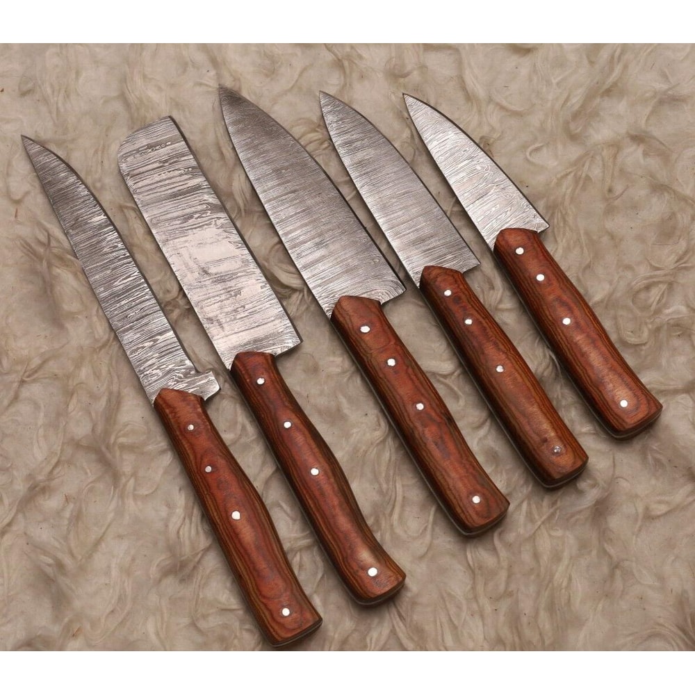 Authentic Handmade Damascus Steel Chef Knives 5 Pc Professional Set 3