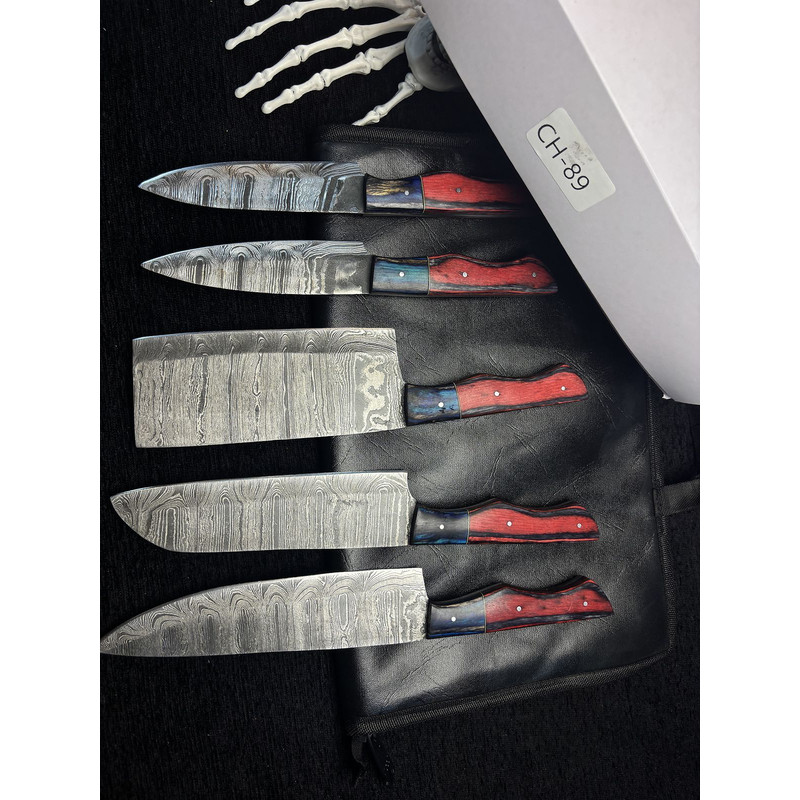 Hand Forged Damascus Steel Kitchen Knife Set Professional 5 Piece 0