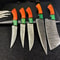 5 Pc Custom Damascus Steel Knife Set Hand Forged Chef Knives With Wooden Handles 0