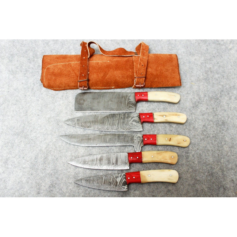 Artisan HandForged Damascus Chef Knives 913 Inch Twist Pattern Set 2