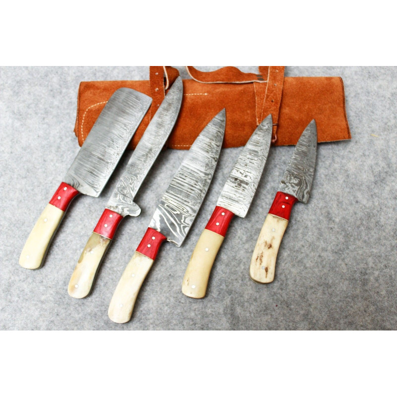 Artisan HandForged Damascus Chef Knives 913 Inch Twist Pattern Set 3