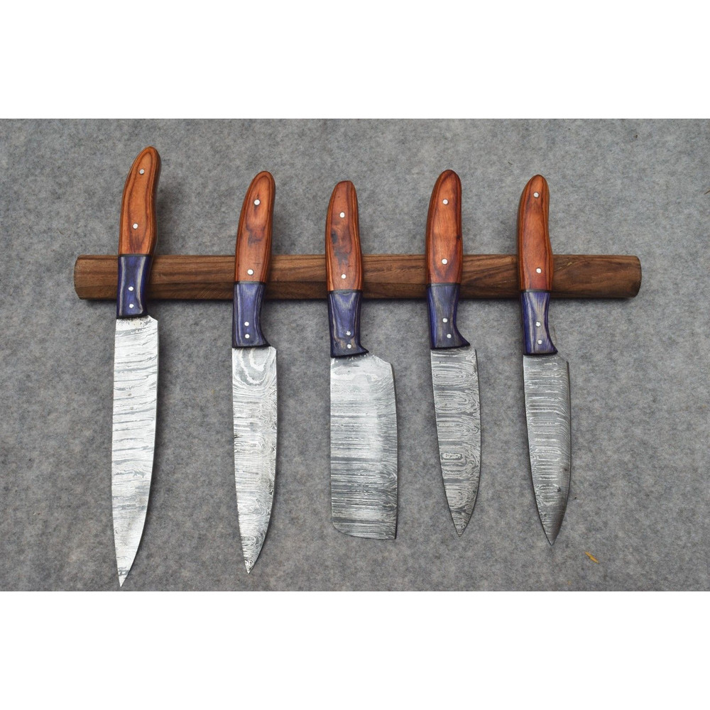Twist Damascus Steel Kitchen Knife Set Handmade Chef Knives With Pakawood Handles 2