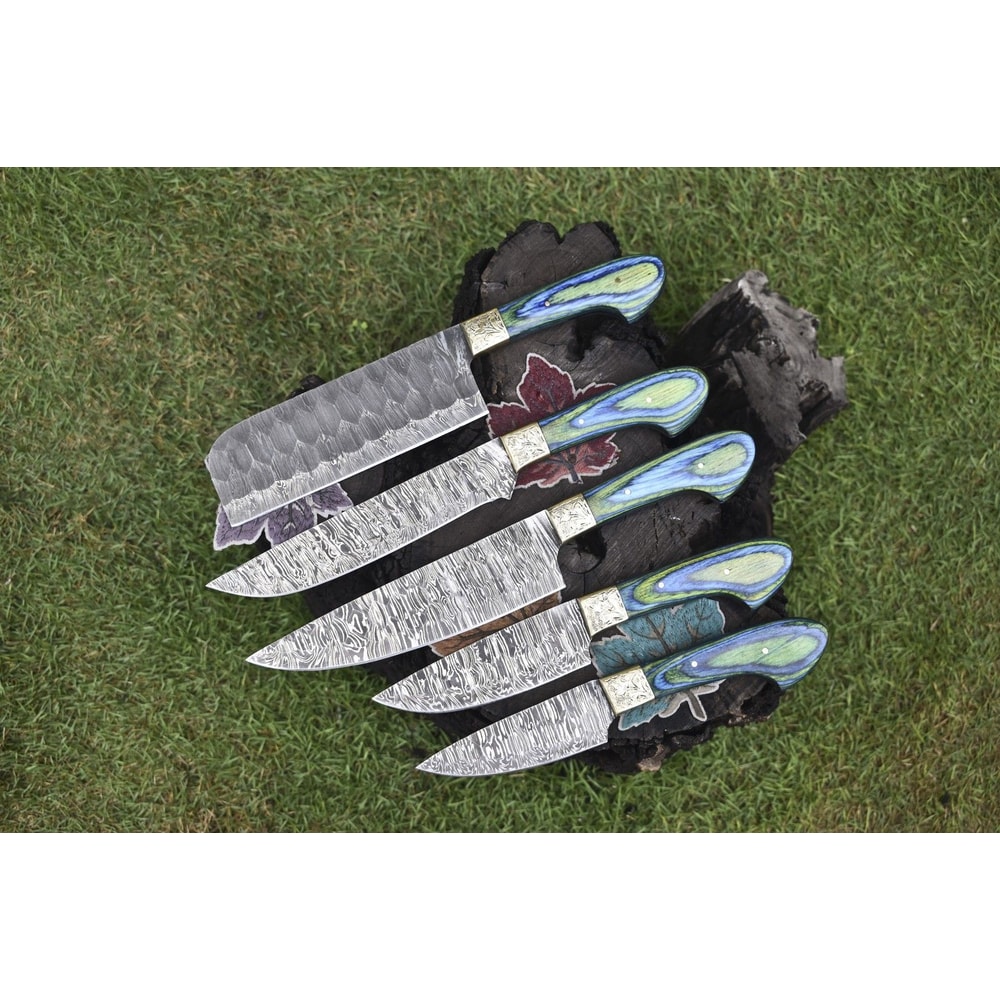Premium Twist Damascus Steel Chef Knives 913 Inch Handmade Set 0