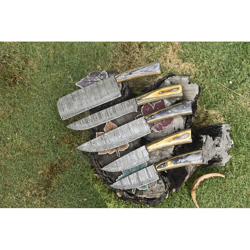 9 To 13 Damascus Steel Chef Knife Collection Custom HandForged Twist Blades 0