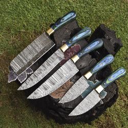 rusticforge damascus chef knife set | 9–13 inch handcrafted twist steel knives