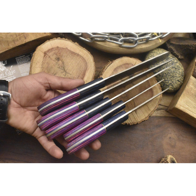 Artisan Damascus Chef Knife Collection 5 Pc HandForged Twist Pattern Blades 2