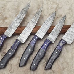professional damascus steel chef knife set | 9–13 inch hand-forged twist pattern blades