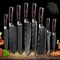 Kitchen Knife Set Damascus Style Stainless Steel Chef Knives 10Piece Laser Pattern Cleaver Profes