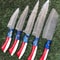 Professional Handmade Damascus Chef Knife Set Twist Pattern Steel Blades With Bone Wood Handles 3