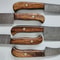 Custom Handmade Damascus Steel 5Piece Chef Knife Set HandForged Kitchen Knives With Brown Wood Han 2