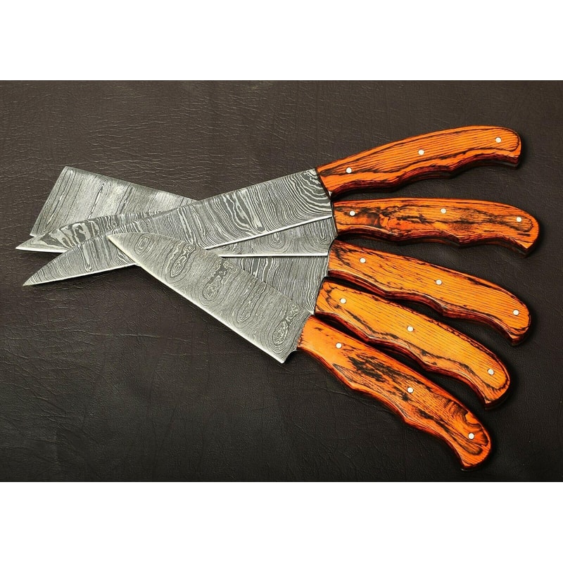 Custom Forged Damascus Steel Kitchen Knives Set Of 5 Razor Sharp Blades 3
