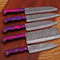 Damascus Steel Kitchen Knives Set Handmade 5 Piece Chef Set With Pakka Handle 0