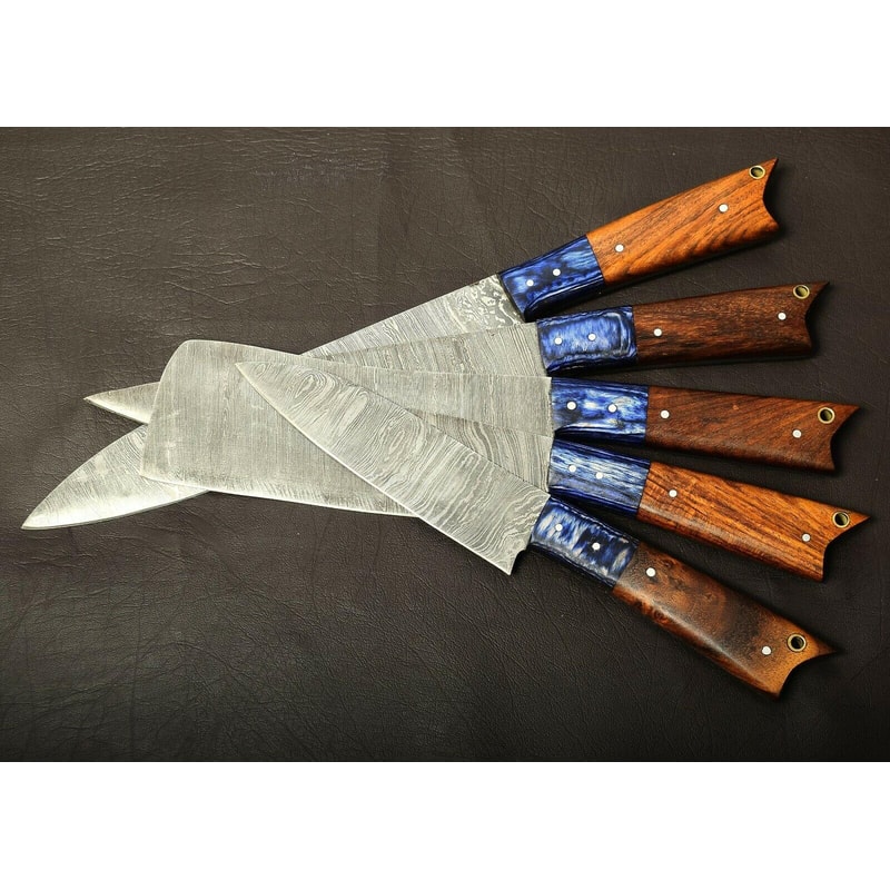 Premium 5Pc Handmade Damascus Chef Knives Durable Sharp Kitchen Set 2