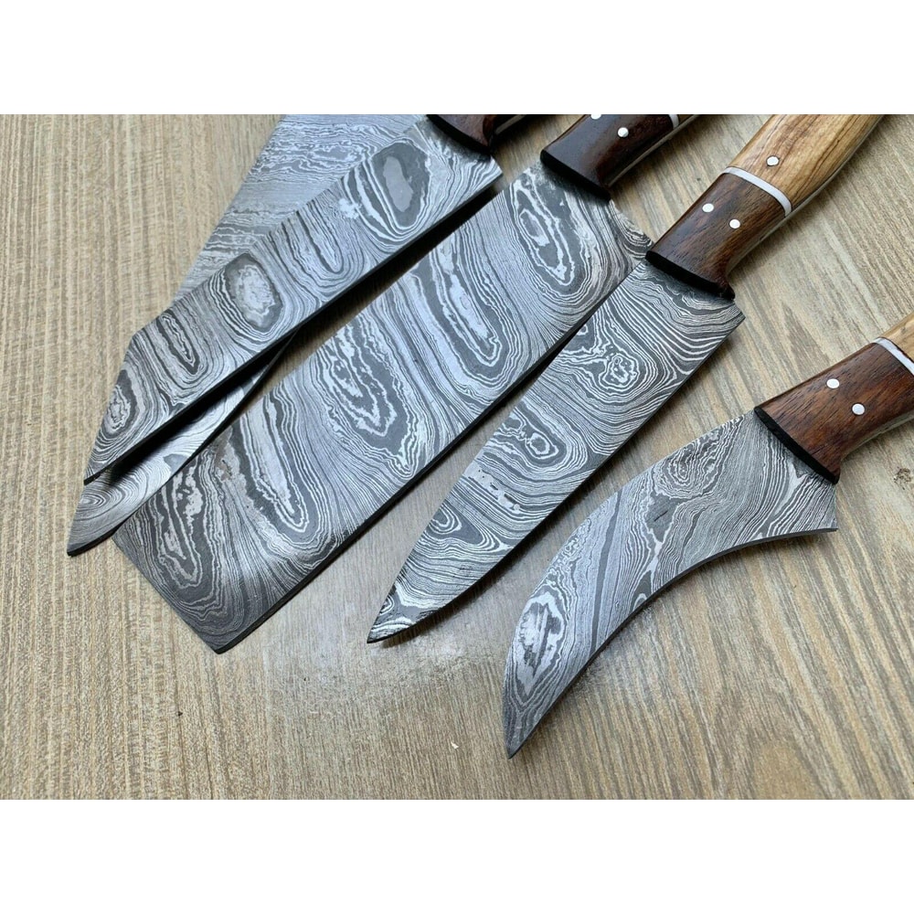 Luxury Damascus Kitchen Knives 5Pc Handmade Chef Set With Razor Sharp Blades 2