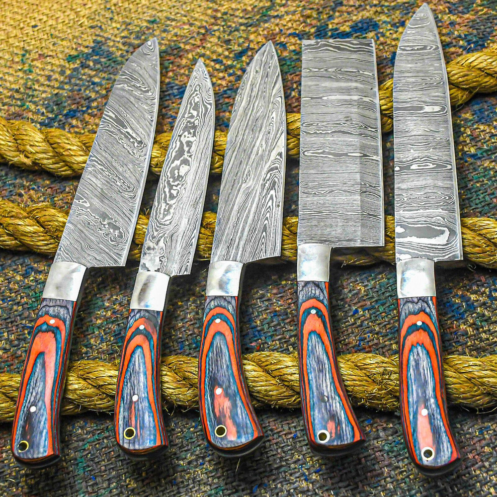 Handmade Damascus Steel Kitchen Knife Set Premium Forged Chef Knives Collection 1