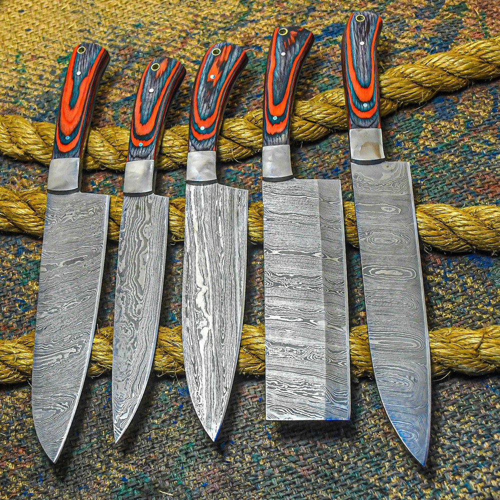 Handmade Damascus Steel Kitchen Knife Set Premium Forged Chef Knives Collection 0