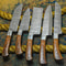 Custom Forged Damascus Chef Knife Set Razor Sharp Kitchen Knives With Wooden Handles 1