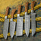 Custom Forged Damascus Chef Knife Set Razor Sharp Kitchen Knives With Wooden Handles 0