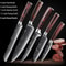 5PC Japanese Kitchen Style Knives Set Laser Damascus Pattern Chef Knife With Scabbard High Carbon 0