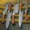 Custom Hand Forged Damascus Chef Knives Set Of 5 With Leather Cover Kitchen Cutlery 1