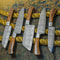 Custom Hand Forged Damascus Chef Knives Set Of 5 With Leather Cover Kitchen Cutlery 0