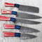 Professional Handmade Damascus Chef Knife Set 5Pc Forged Knives With Leather Roll 1