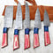 Professional Handmade Damascus Chef Knife Set 5Pc Forged Knives With Leather Roll 0