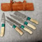 Handcrafted Damascus Steel Chef Knife Set Of 5 Forged Kitchen Knives With Sheath 1