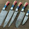 5Piece Handmade Damascus Steel Chef Knife Set Custom Kitchen Knives Forged Full Tang Blades 0