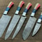 5Piece Handmade Damascus Steel Chef Knife Set Custom Kitchen Knives Forged Full Tang Blades 0