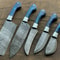 Handmade Damascus Steel 5Piece Chef Knife Set Custom Forged Kitchen Knives 0