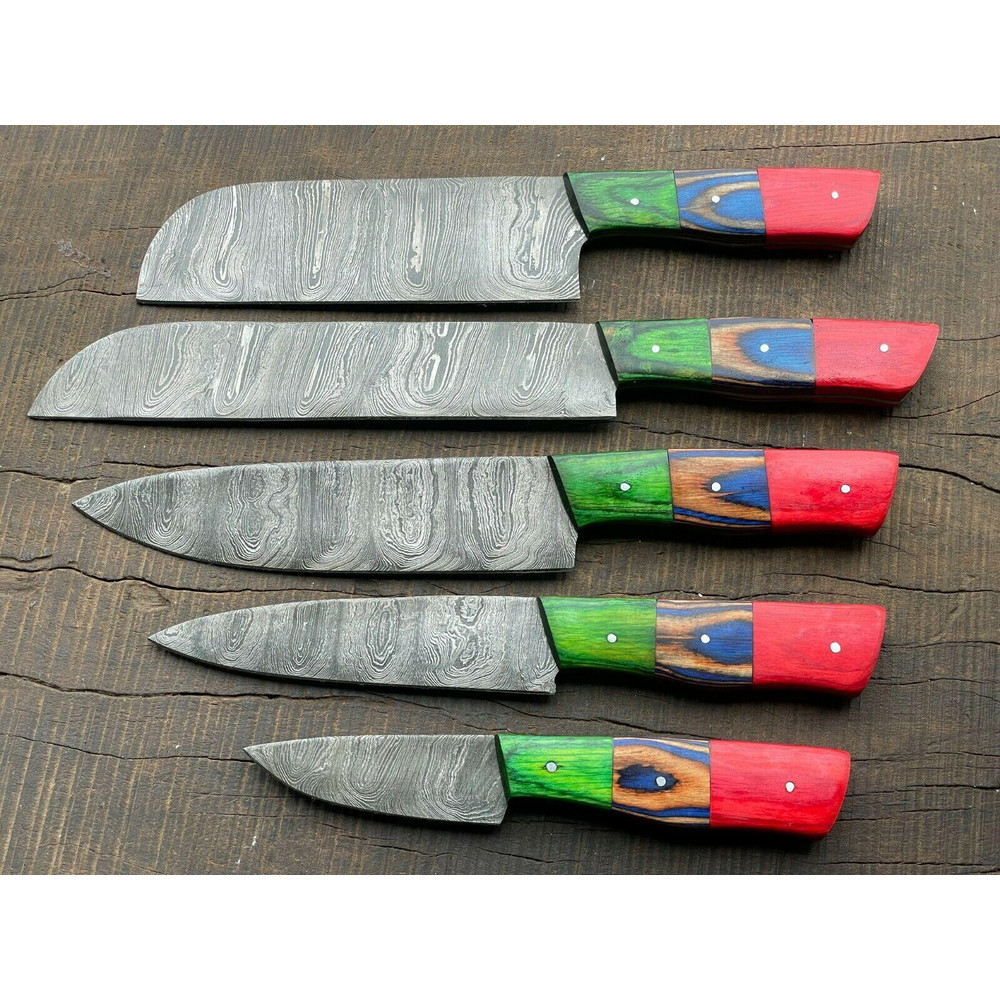 Chef Knife Set 5Pc Handmade Damascus Steel Kitchen Knives Collection 2