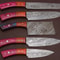 5Piece Handmade Damascus Steel Kitchen Knife Set Forged Chef Knives With Leather Sheath 0