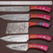 5Piece Handmade Damascus Steel Kitchen Knife Set Forged Chef Knives With Leather Sheath 2