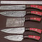 Professional Custom Damascus Steel Chef Knife Set 5Pc Handmade Kitchen Knives Wood Handle 0